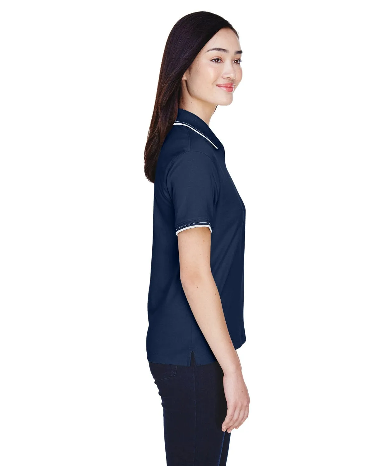 Devon & Jones Ladies Tipped Perfect Pima Polo Shirt