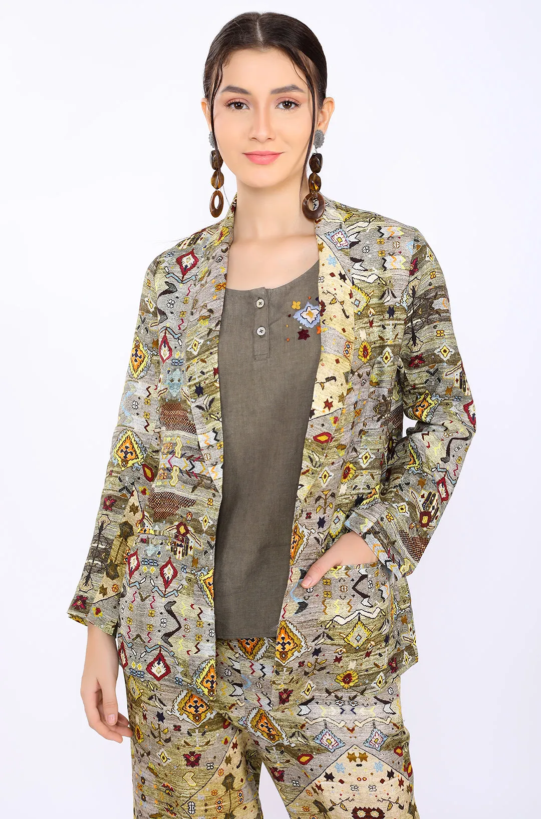 Diamond Print Lounge Blazer