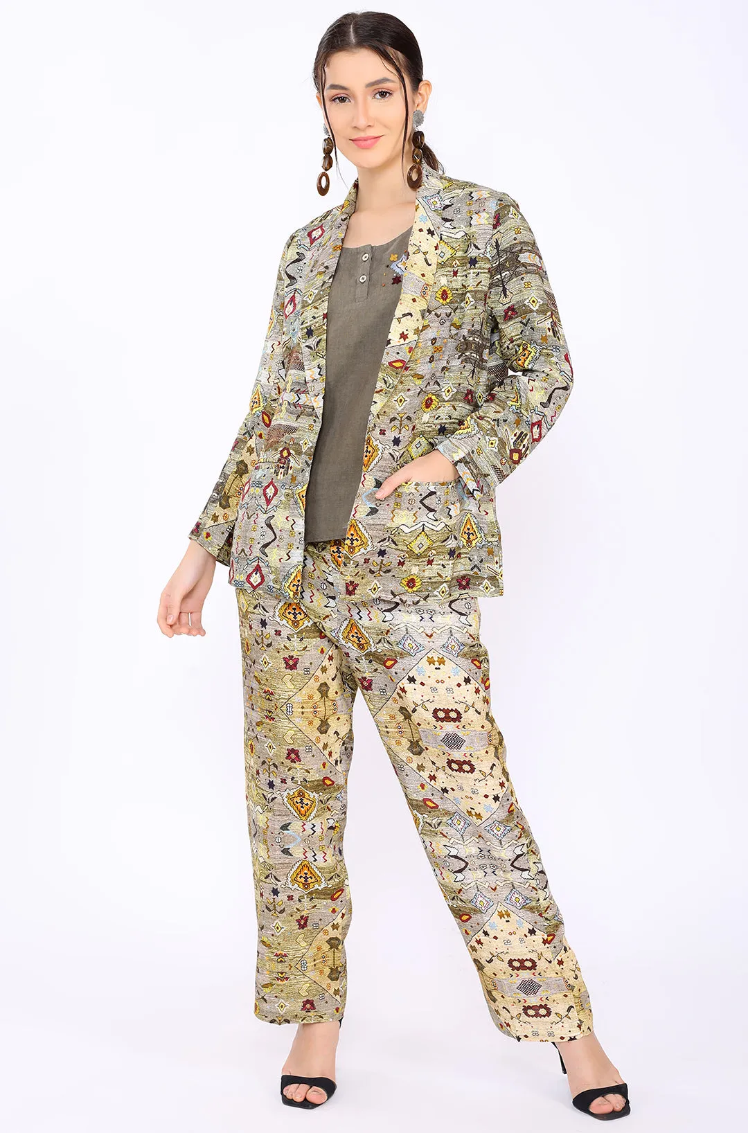 Diamond Print Lounge Blazer