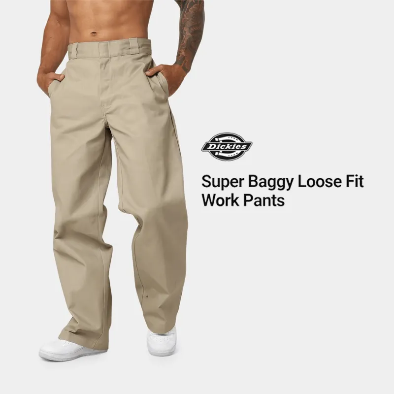 DICKIES - 852AU Super Baggy Loose Fit Work Pants- KHAKI