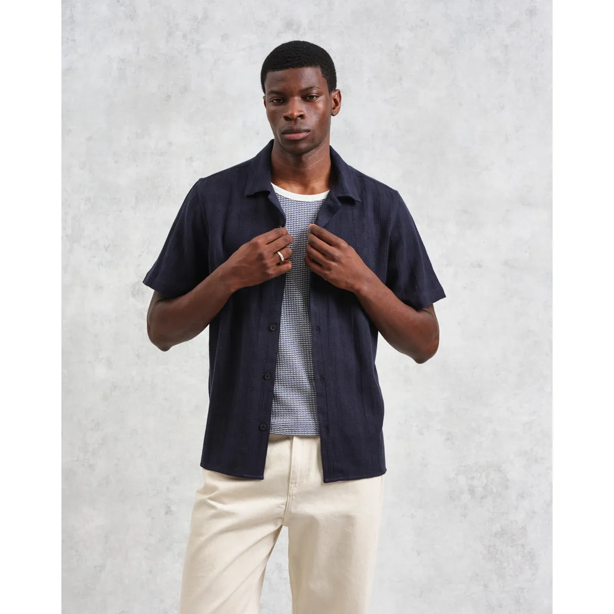 Didcot Shirt | Open Weave Grid/Navy