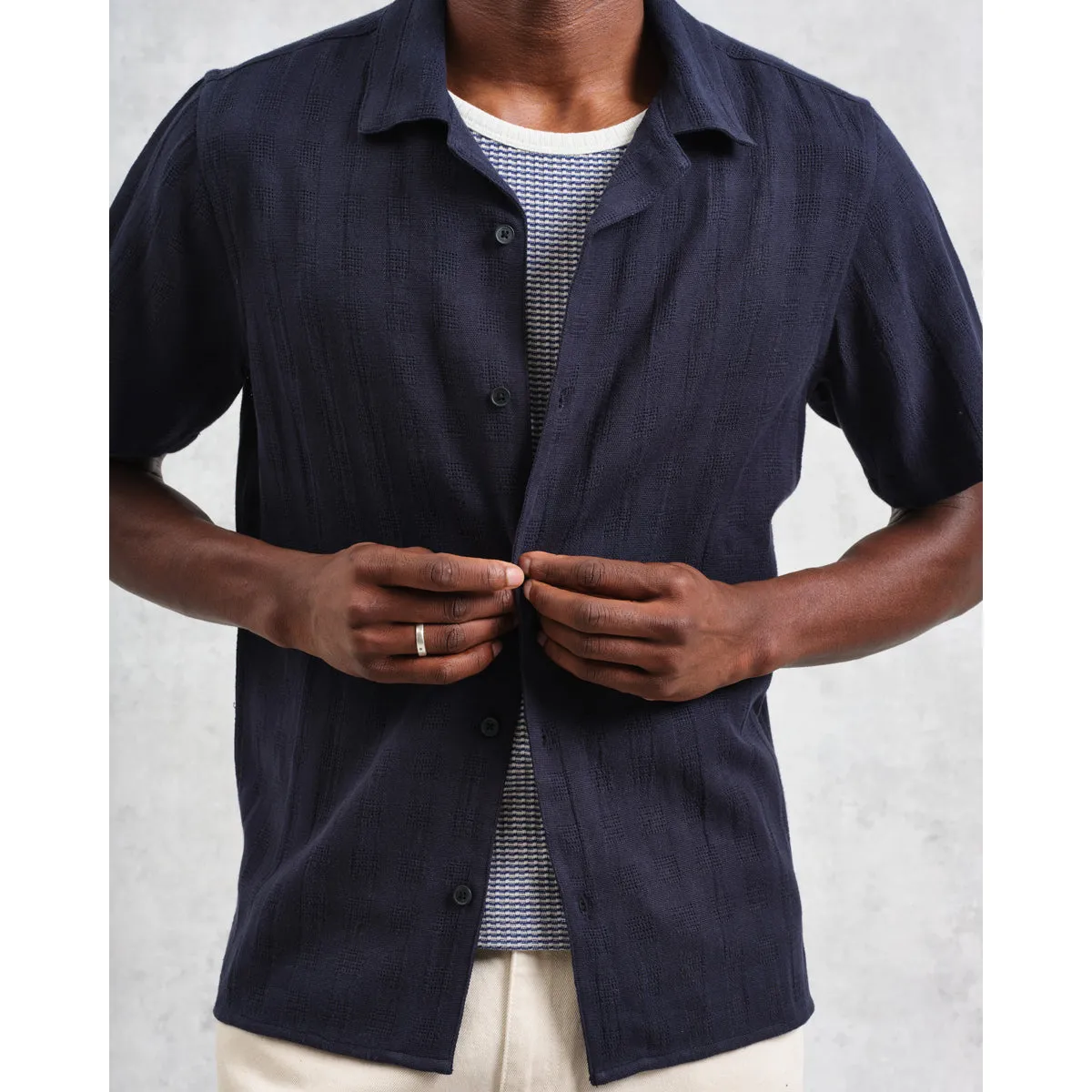 Didcot Shirt | Open Weave Grid/Navy