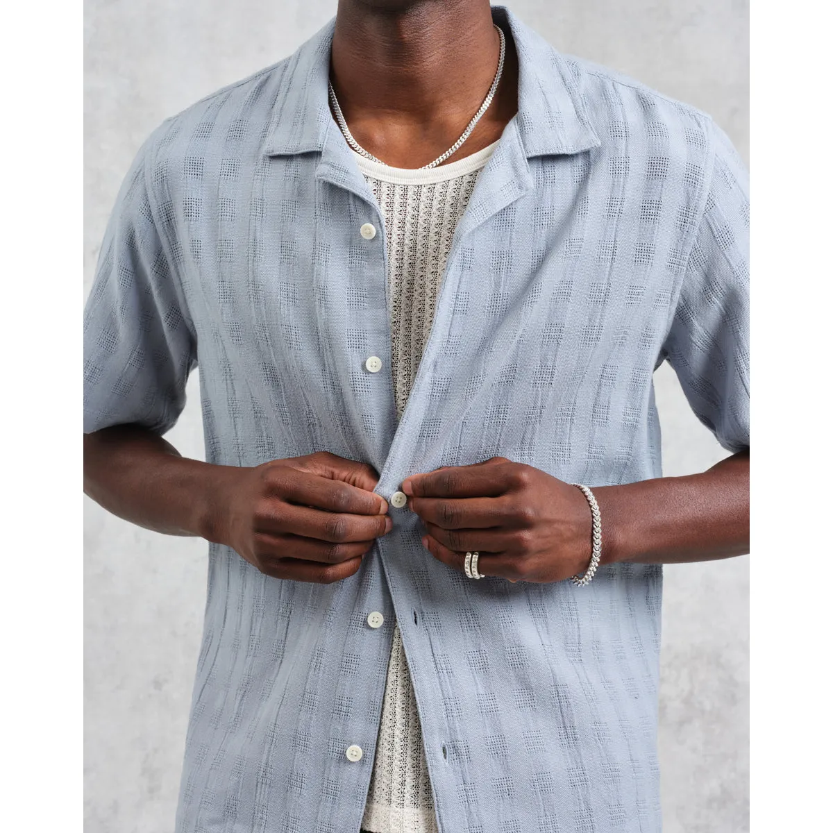 Didcot Shirt | Open Weave Grid/Pale Blue