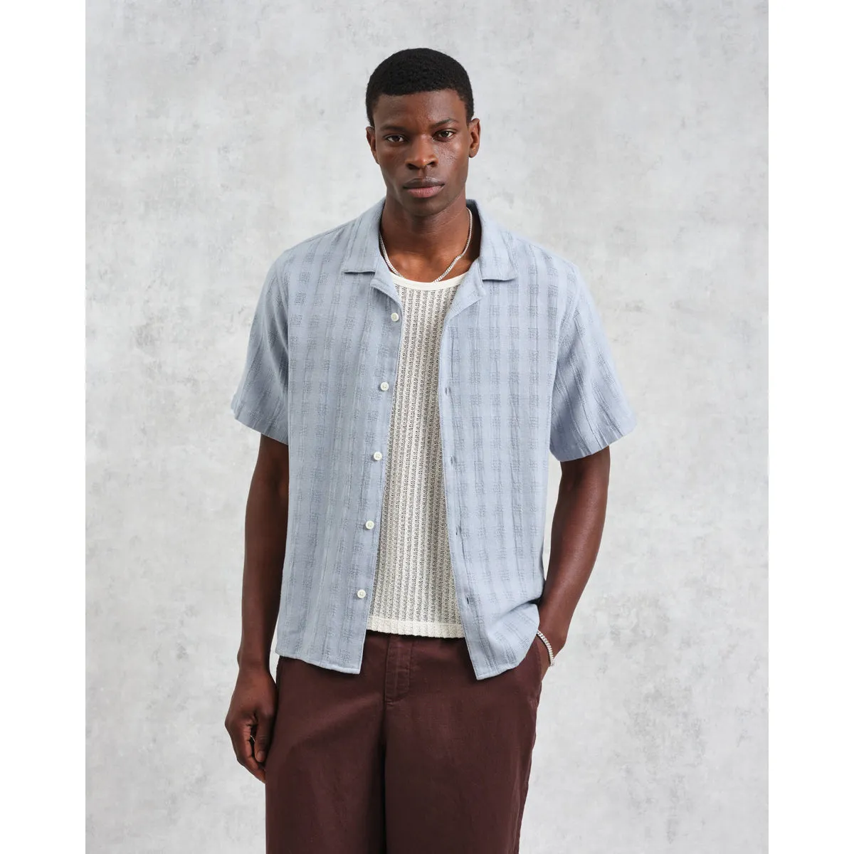 Didcot Shirt | Open Weave Grid/Pale Blue