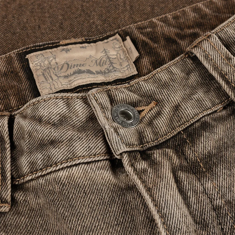 Dime MTL Classic Baggy Denim Pants Dipped Sandblasted Brown