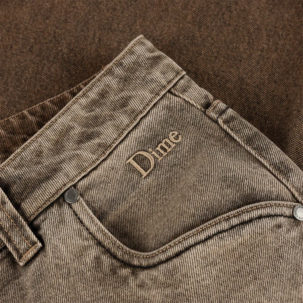 Dime MTL Classic Baggy Denim Pants Dipped Sandblasted Brown