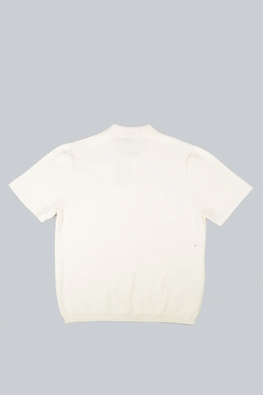 DIME WAVE CABLE KNIT POLO CREAM