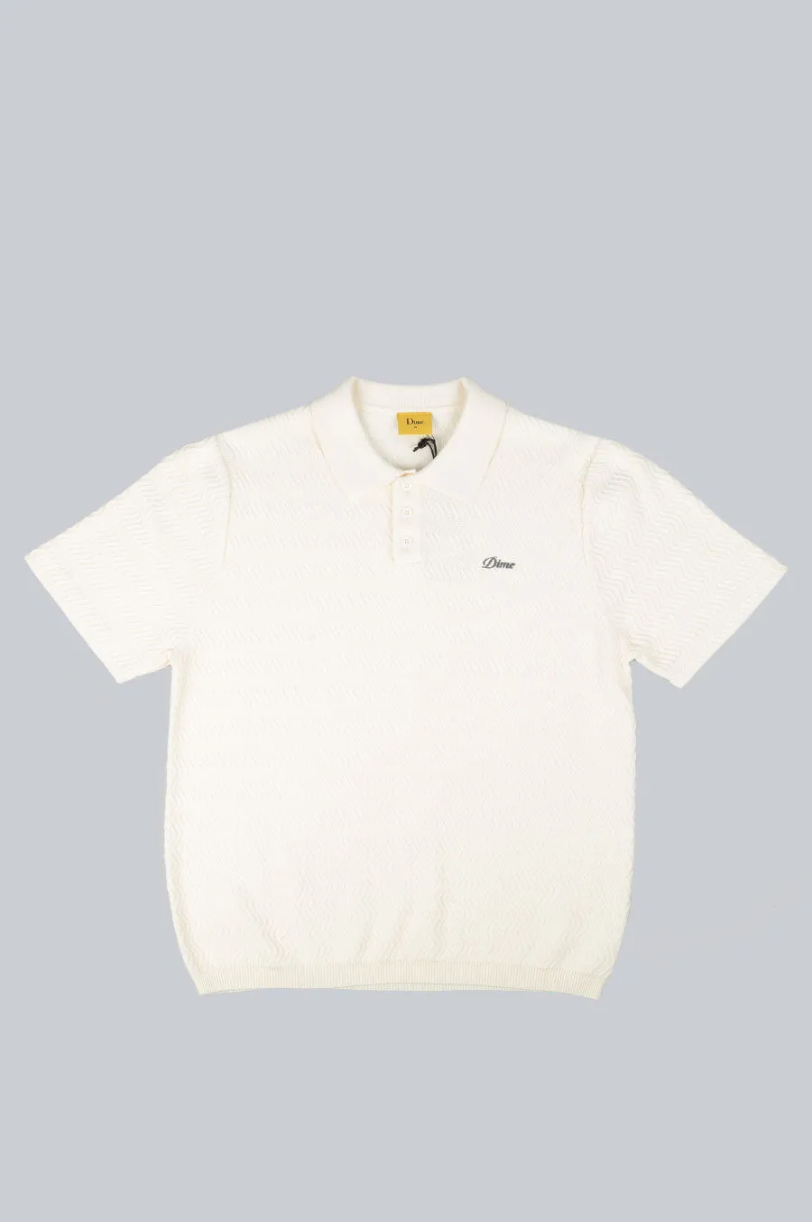 DIME WAVE CABLE KNIT POLO CREAM
