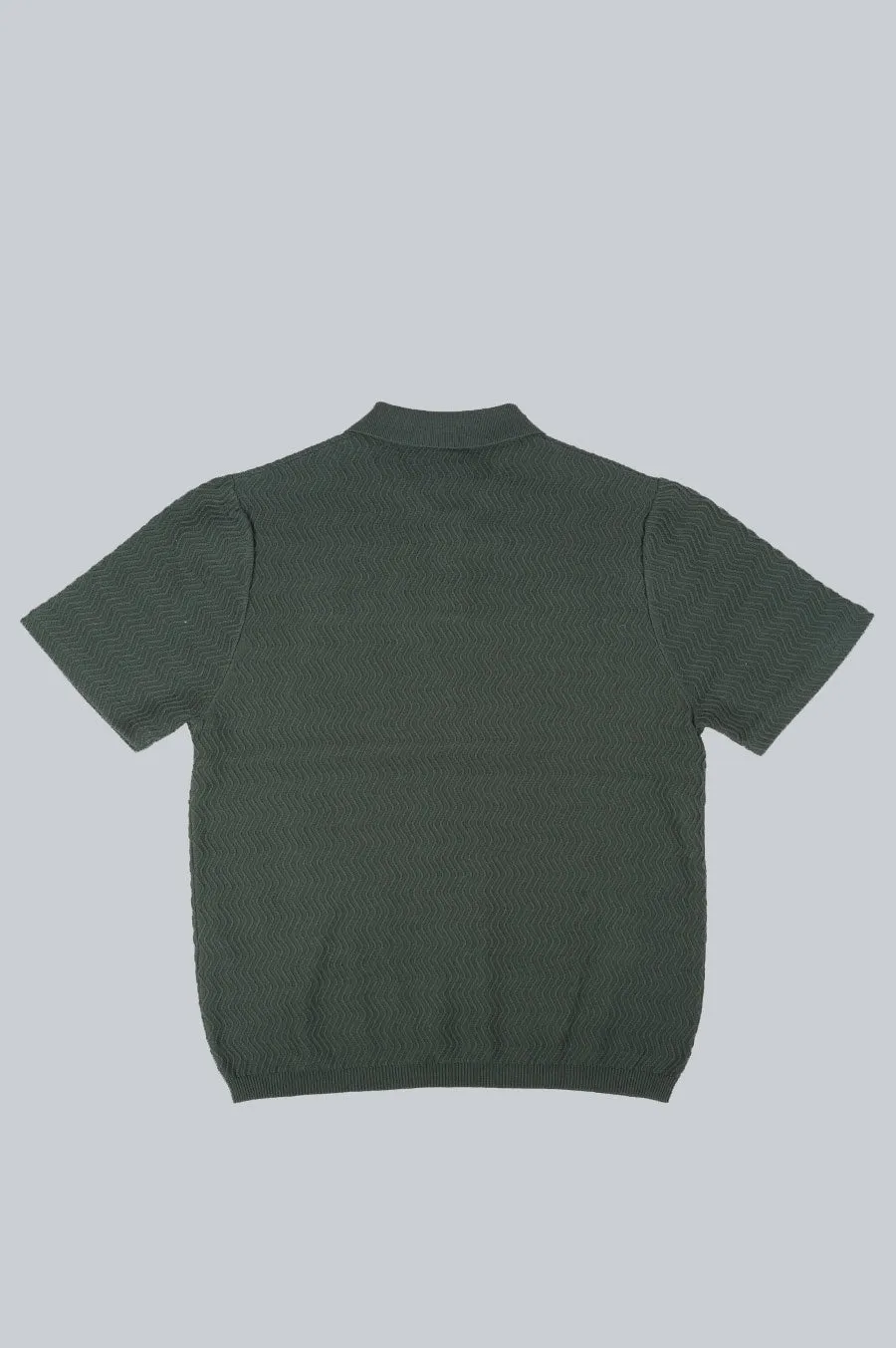 DIME WAVE CABLE KNIT POLO FOREST