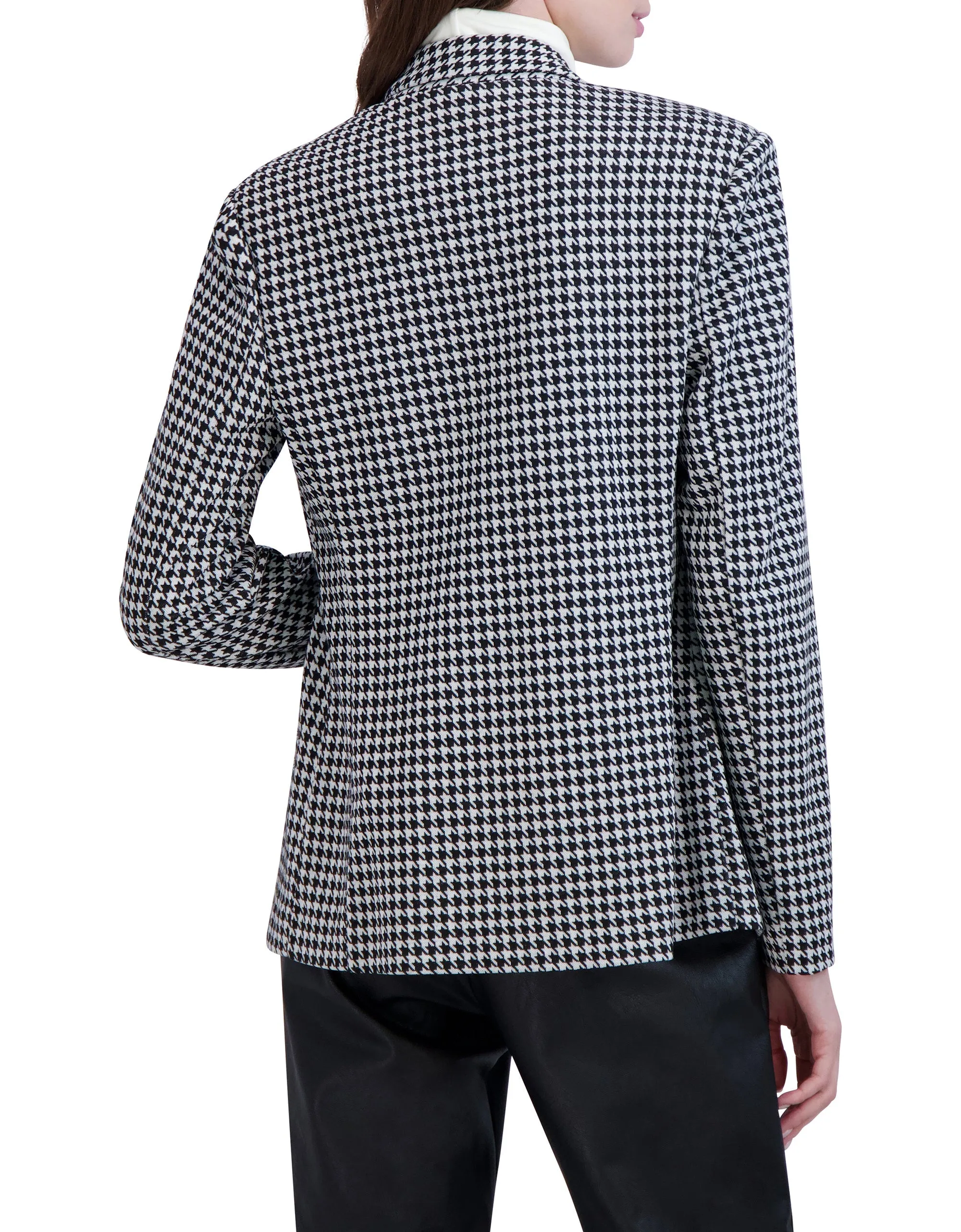 Double Breasted Plaid Knit Unlined Blazer
