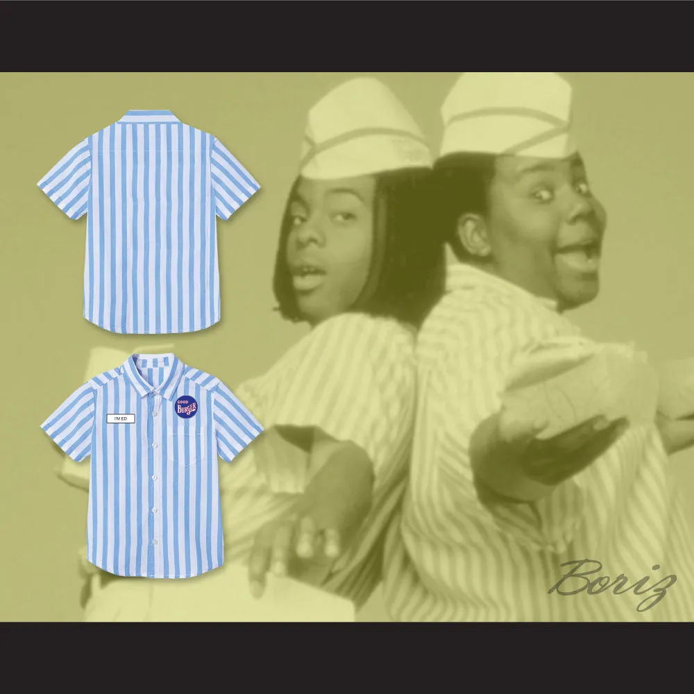 Ed Good Burger Light Blue/ White Striped Polo Shirt 2