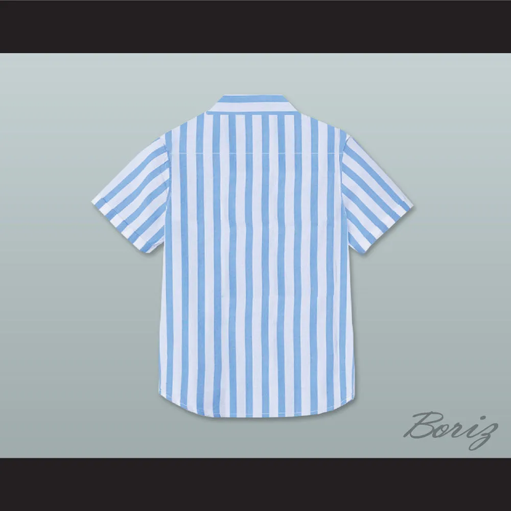 Ed Good Burger Light Blue/ White Striped Polo Shirt 2