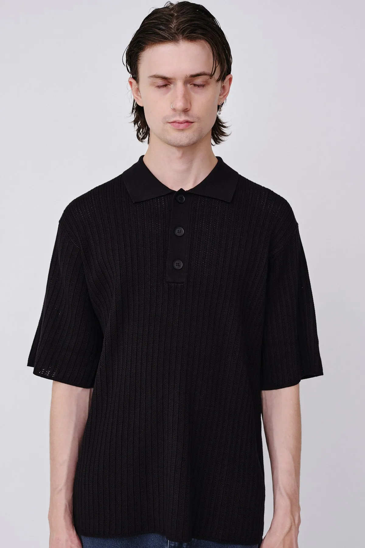Eddie SS Pointelle - Black