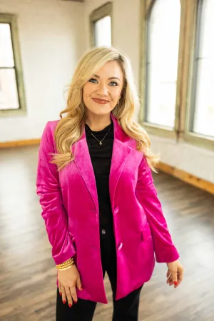 ELAINE PINK VELVET BLAZER