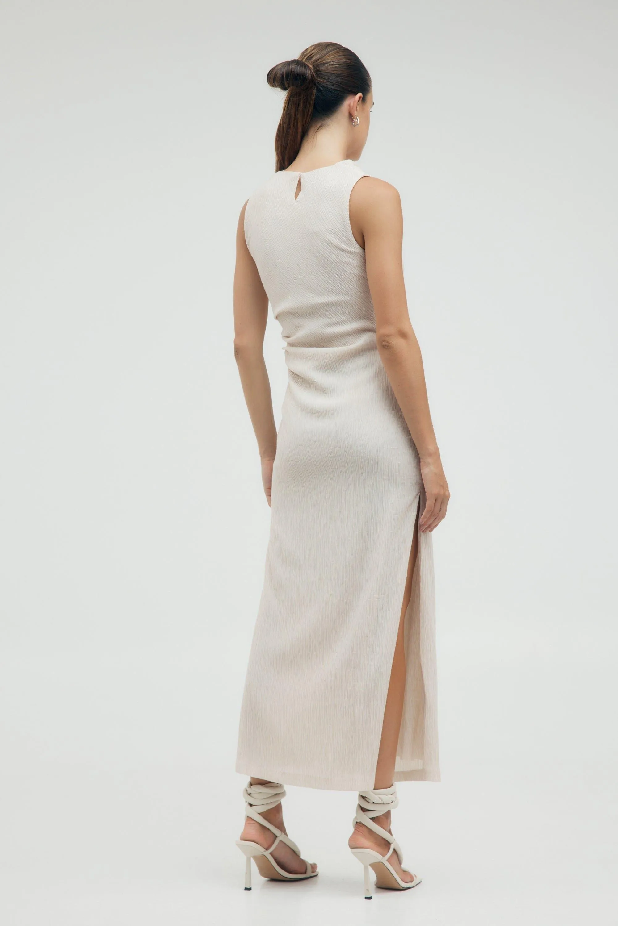 ELECTRIC TUCKED MAXI TANK DRESS | BONE