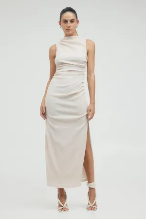 ELECTRIC TUCKED MAXI TANK DRESS | BONE