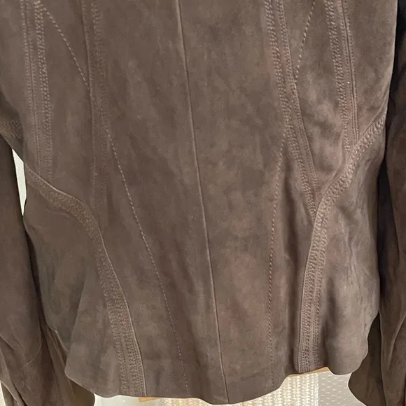 Elie Tahari brown vintage detailed suede blazer