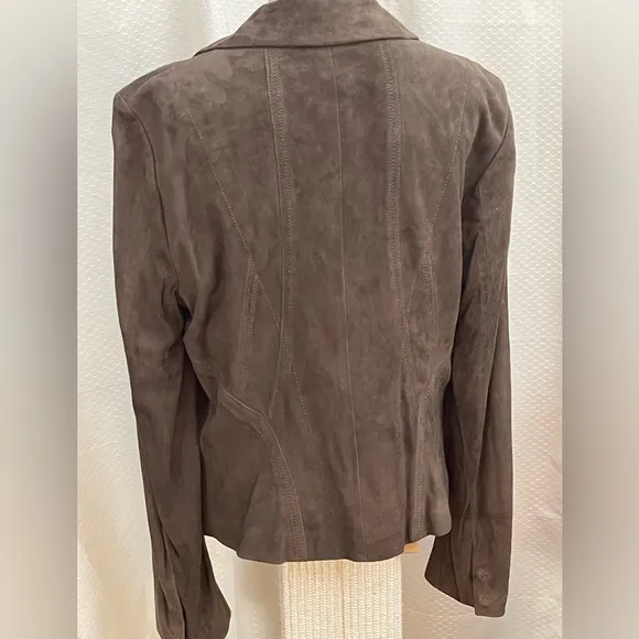 Elie Tahari brown vintage detailed suede blazer