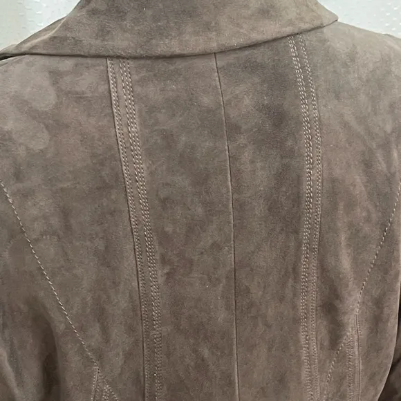 Elie Tahari brown vintage detailed suede blazer