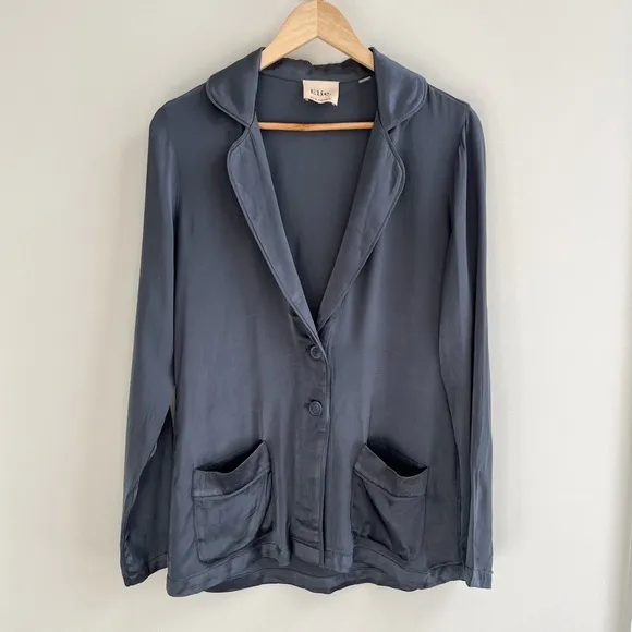 [elie tahari] satin rayon soft blazer gray S