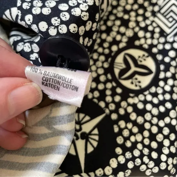 Escada black &amp; white graphic print blazer 100% cotton women's 34 / 4 / small S