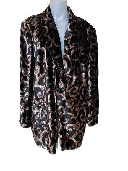 Escada Margaretha Ley Black Gold Velvet Blazer