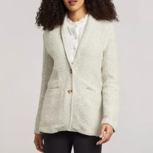 Faherty Brand Pomona Knit Blazer jacket cream size small