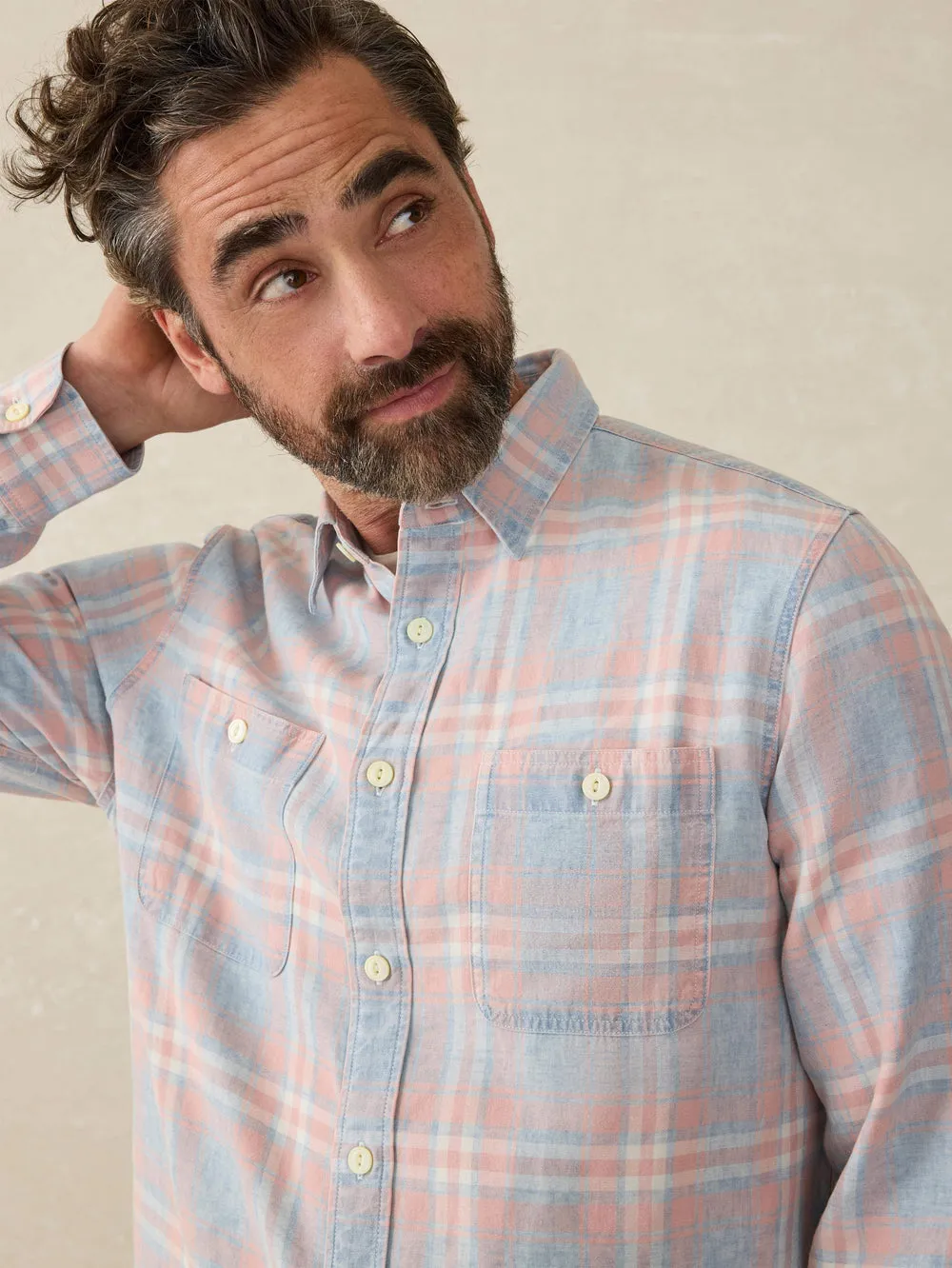 Faherty Chambray Workshirt - Coral Bay Plaid