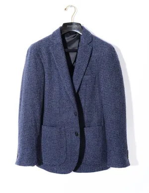 FINAL SALE: BKT35 Unstructured Jacket in 14.5 Micron Lofted Wool & Silk - Inverno Blue