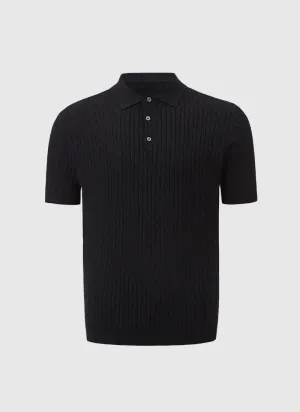 Fine Cable Knit Polo T-Shirt