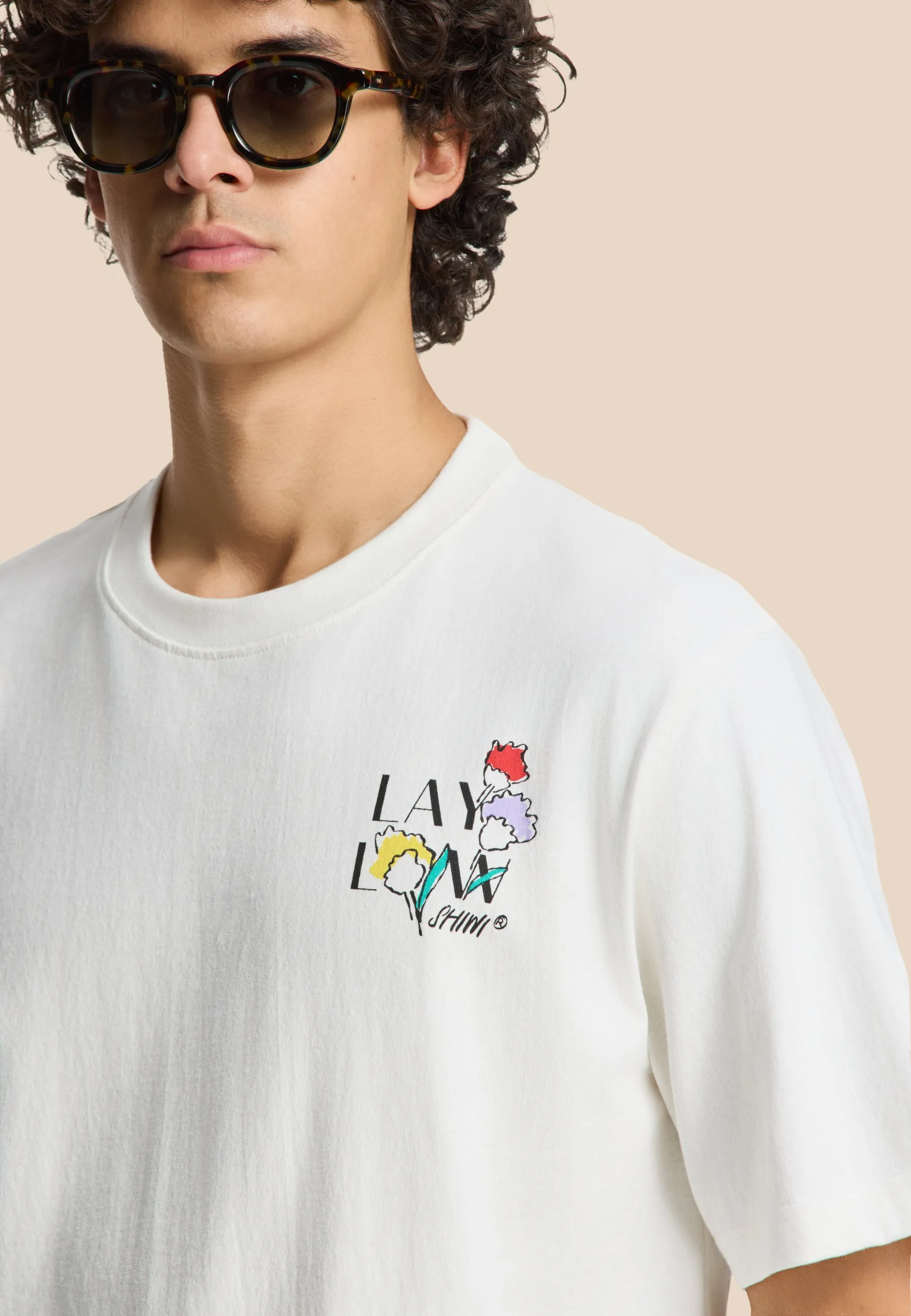 FINN relaxed t-shirt sketched flowers | white