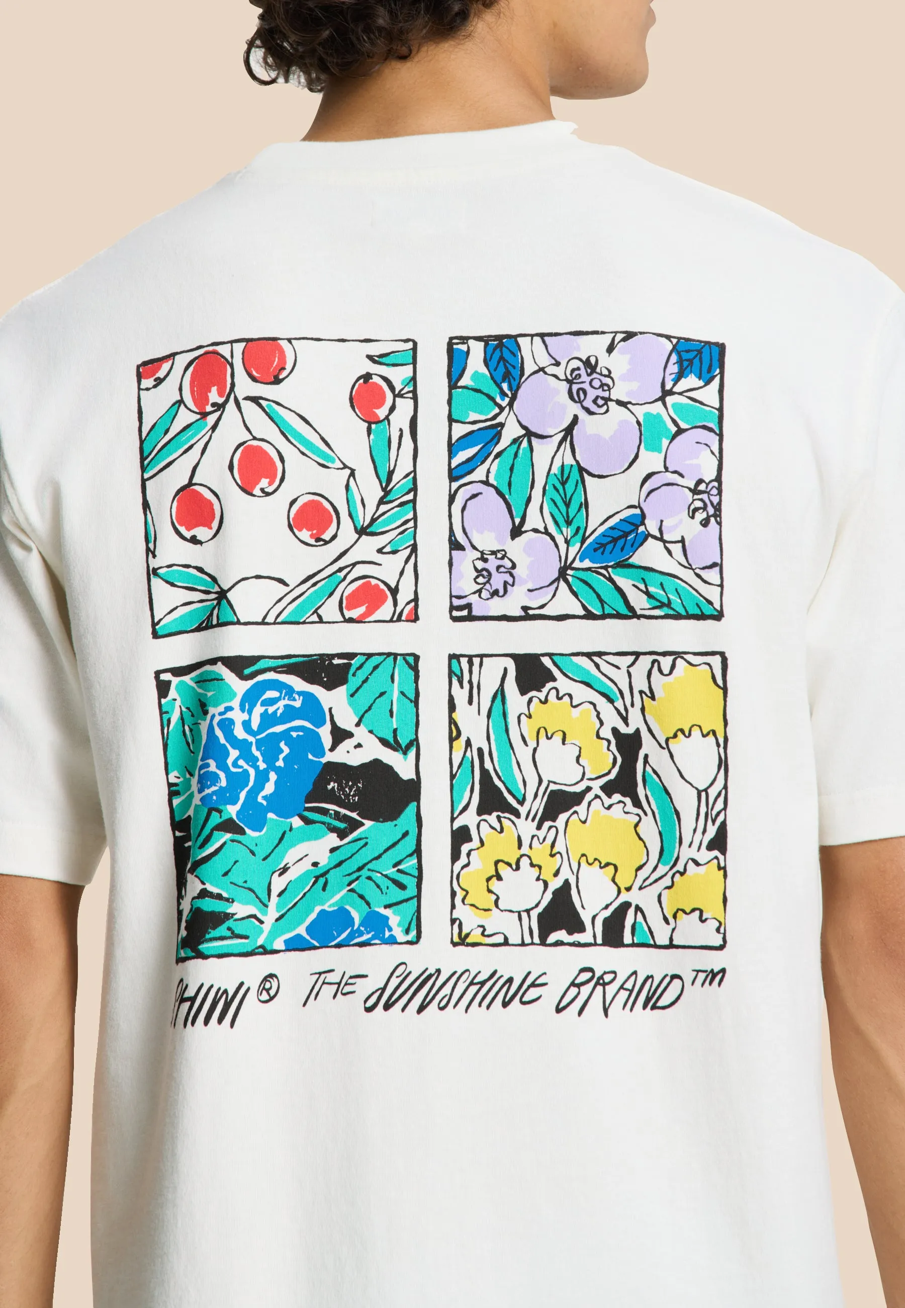 FINN relaxed t-shirt sketched flowers | white