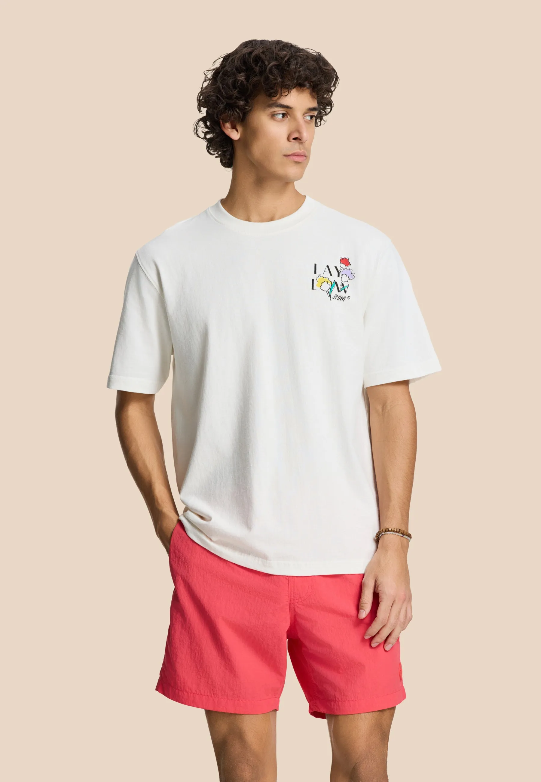 FINN relaxed t-shirt sketched flowers | white
