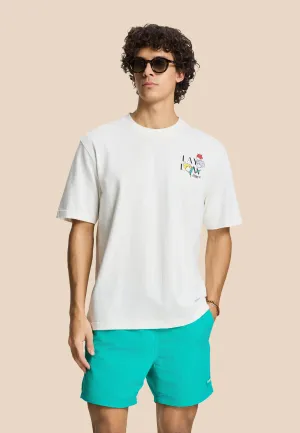 FINN relaxed t-shirt sketched flowers | white