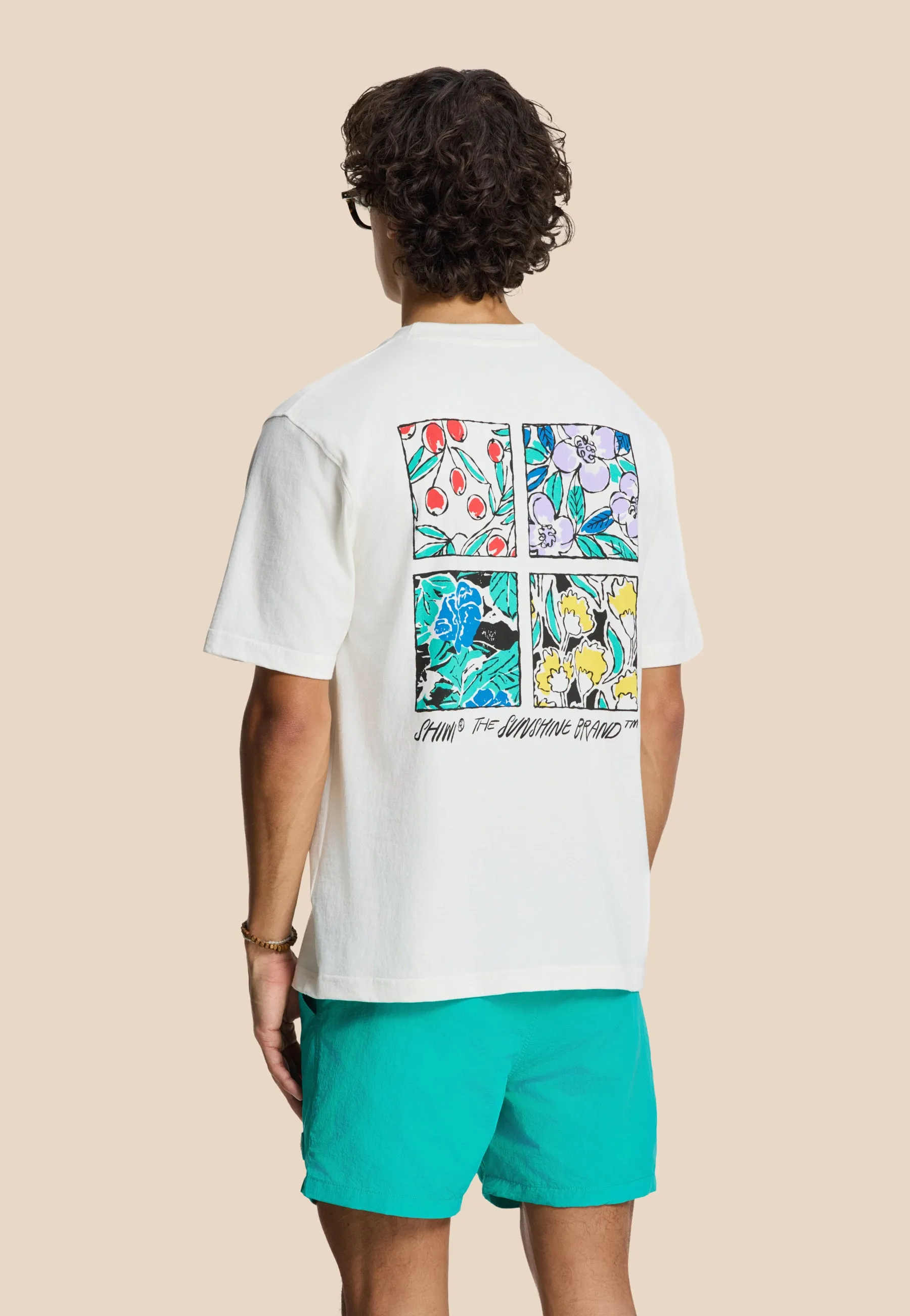FINN relaxed t-shirt sketched flowers | white