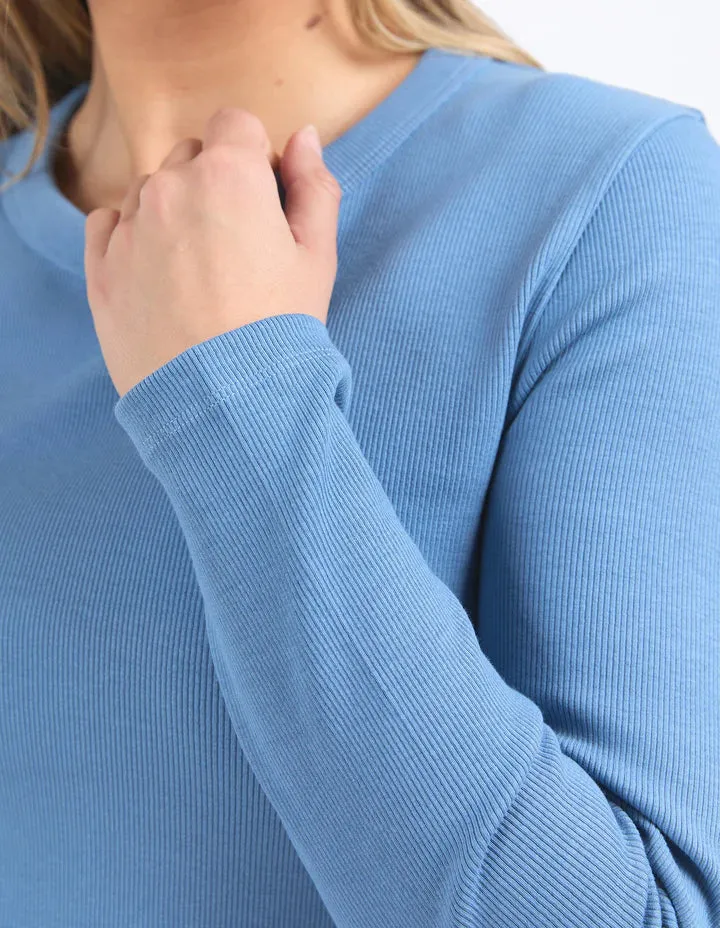 FOXWOOD SCOOP L/S RIB CORONET BLUE