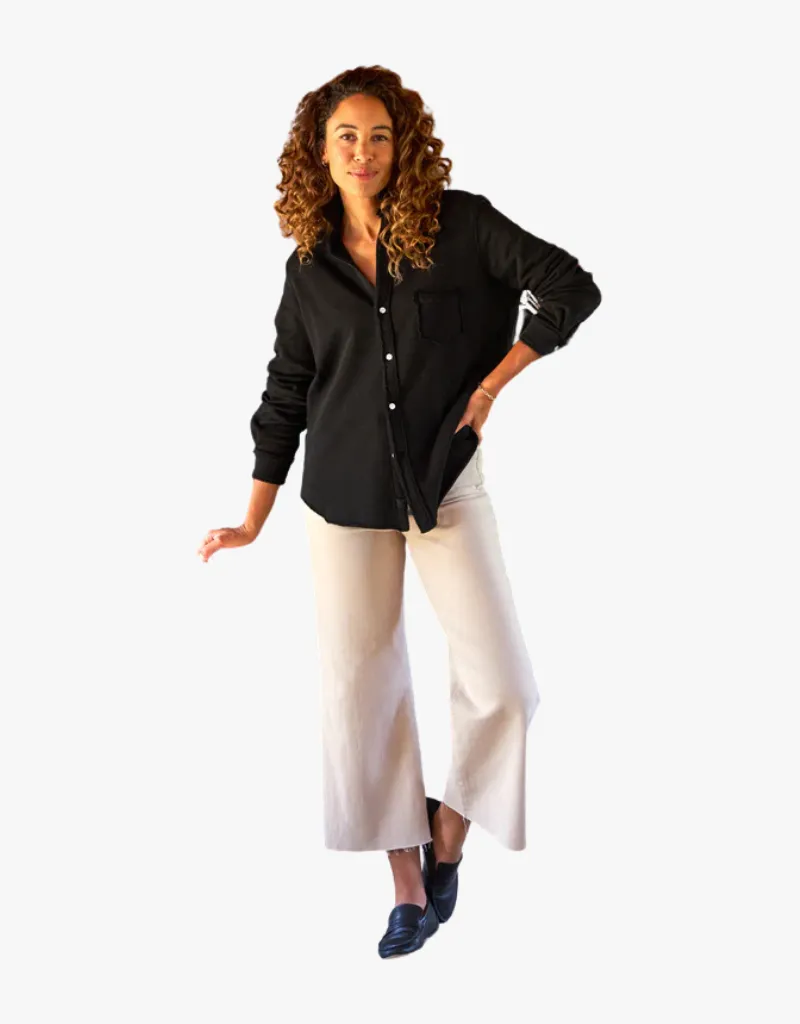 Frank & Eileen "Eileen" Sweatshirt Button Up Shirt in Black (Triple Fleece)