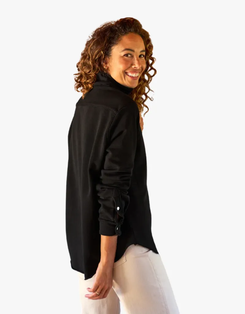 Frank & Eileen "Eileen" Sweatshirt Button Up Shirt in Black (Triple Fleece)