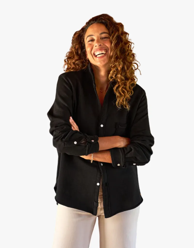 Frank & Eileen "Eileen" Sweatshirt Button Up Shirt in Black (Triple Fleece)