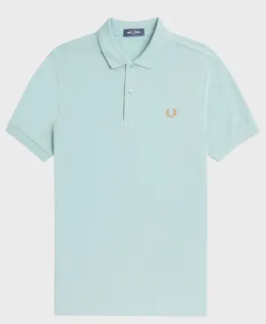 Fred Perry M6000 Plain Fred Perry Polo Shirt Silver Blue/ Dark Caramel