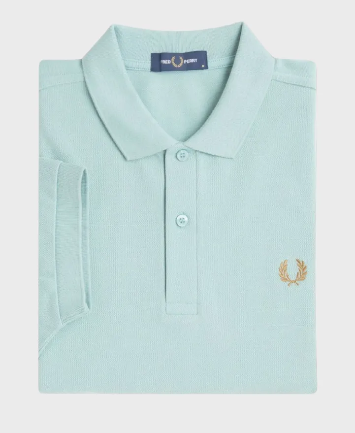 Fred Perry M6000 Plain Fred Perry Polo Shirt Silver Blue/ Dark Caramel