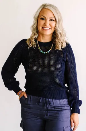 French Paris Yanni  Open-knitted Sweater