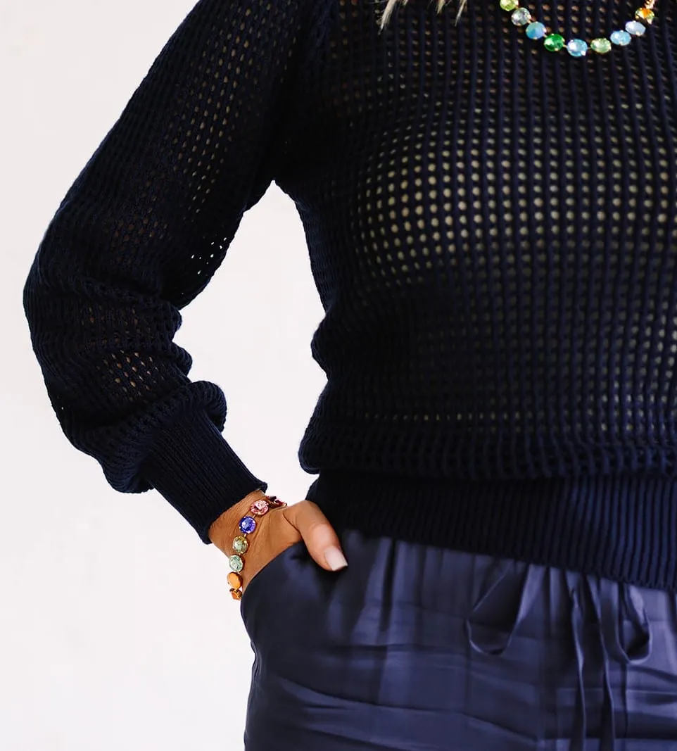 French Paris Yanni  Open-knitted Sweater