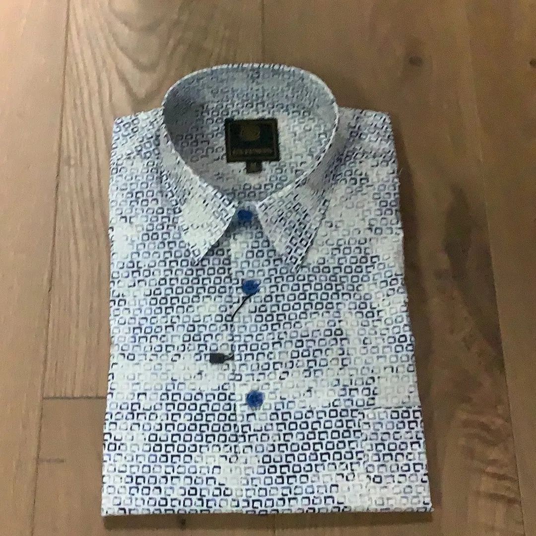 FX Fusion Short Sleeve Sport Shirt - Washed Geo Navy Tan - FW1630