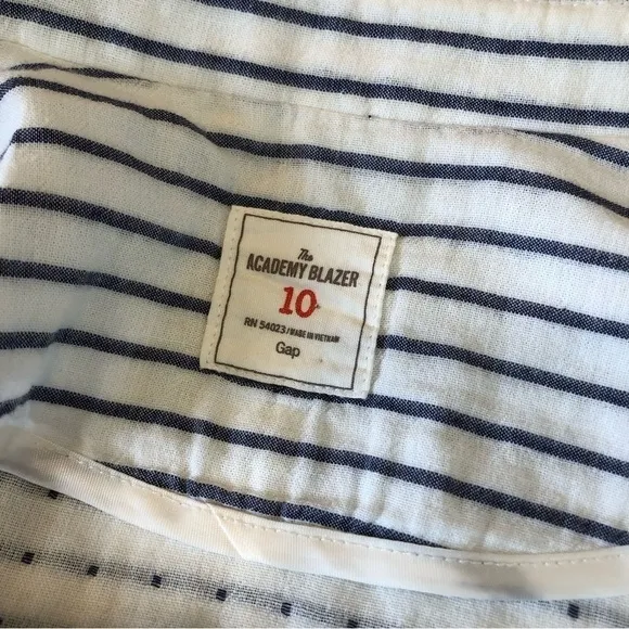 Gap Academy Blazer white blue striped double lawn cotton 10