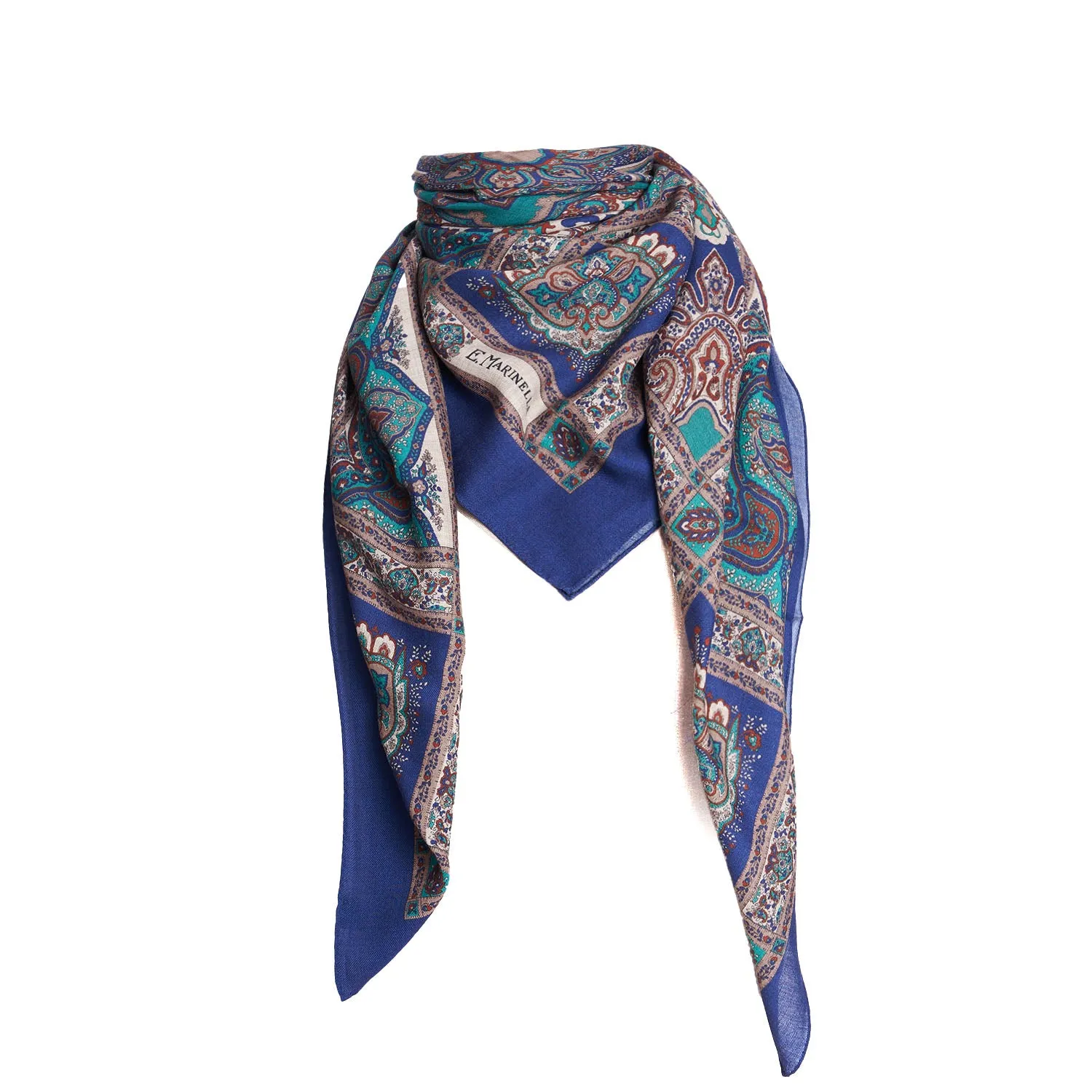 GREEN AND SOFT BLUE WOOL STOLE