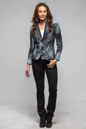 Greta Distressed Leather Blazer In Charcoal