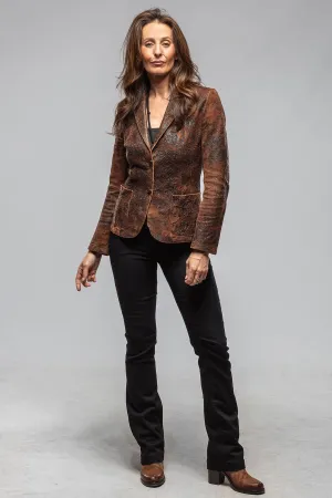 Greta Distressed Leather Blazer In Tobacco