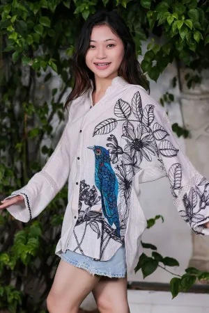 Grey Printed Loose Fit Shirt