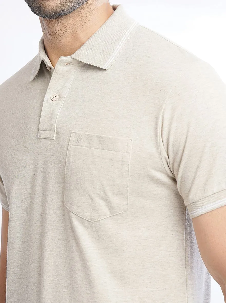 Grey Solid Slim Fit Polo T-Shirt | Greenfibre